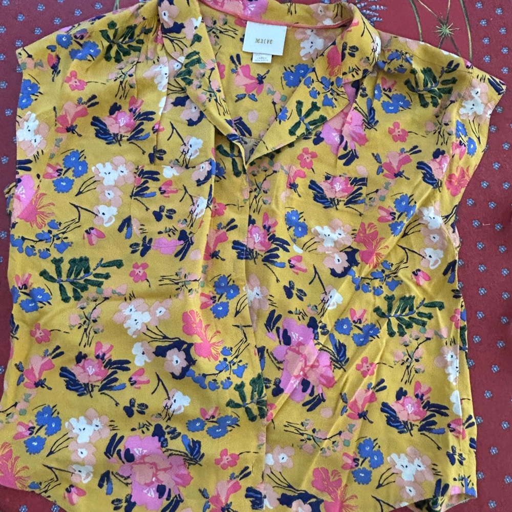 Anthropologie Maeve Floral cap sleeves floral blouse